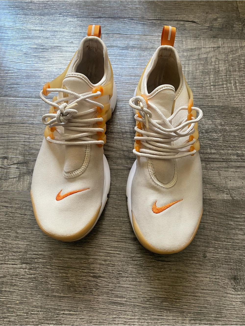 Nike White and Orange presto Athletic Sneakers